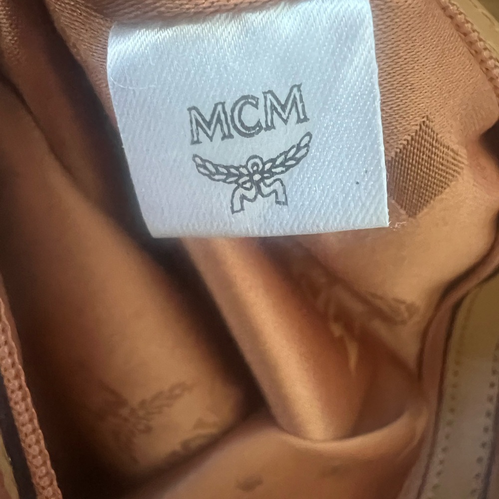 MCM Tan and Burgundy Logo Tote - Picture 12 of 15